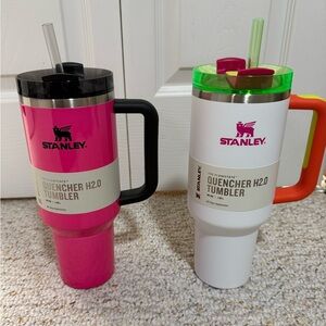 Stanley 40 oz Quencher Bundle Electric Pink & White Neon